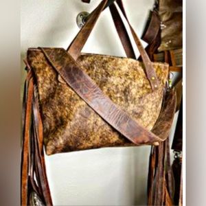 leather handbag with 18” fringe